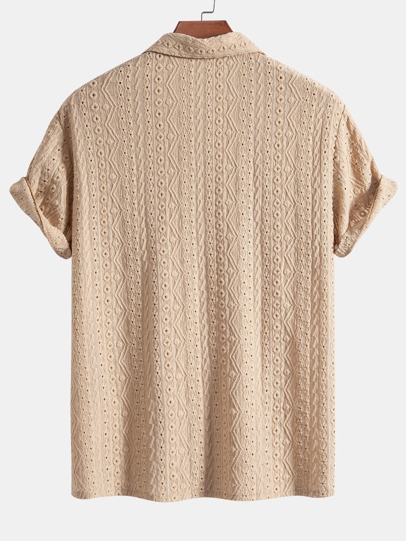Set – kubánská jacquard košile a rovné lněné kalhoty