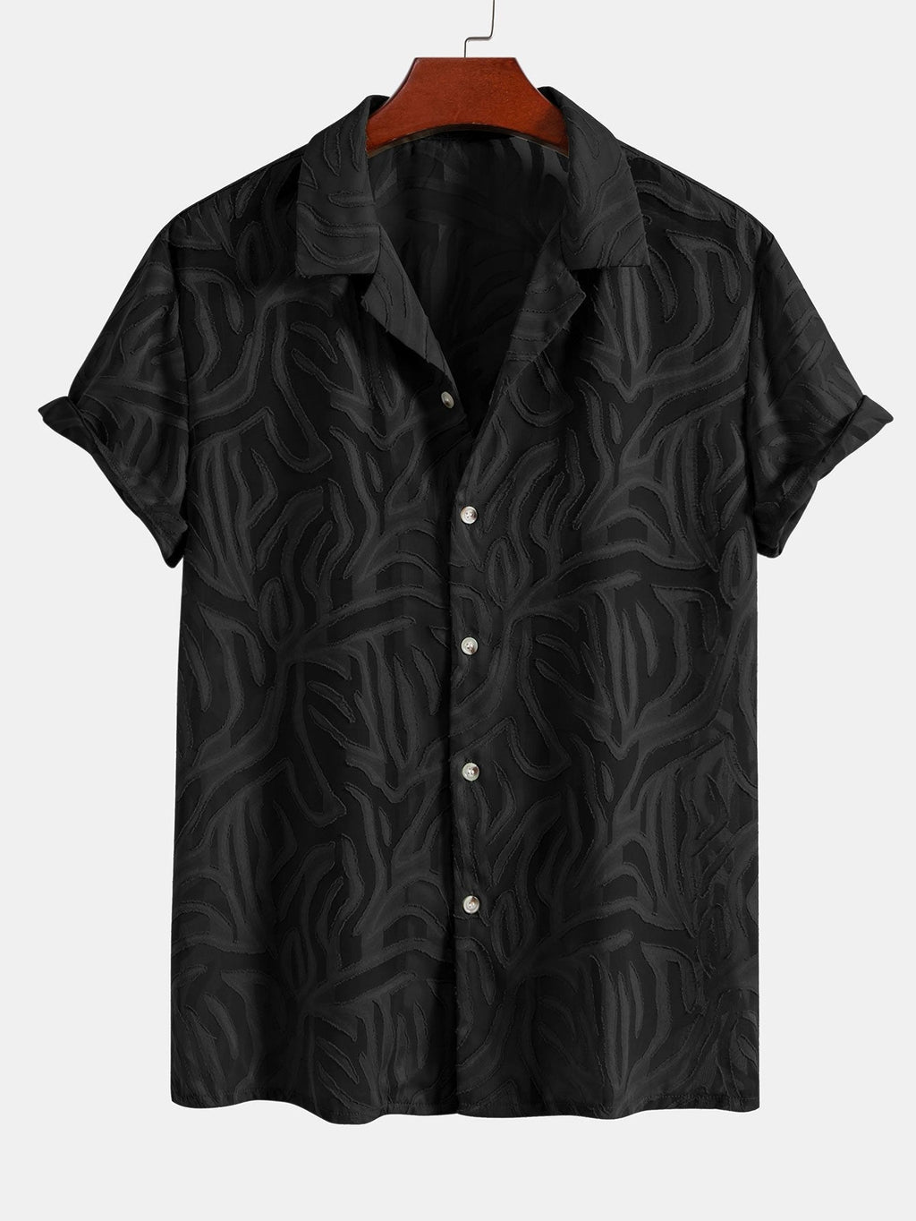Set – kubánská jacquard košile a rovné lněné kalhoty