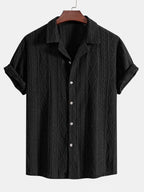 Set – kubánská jacquard košile a zkrácené lněné kalhoty
