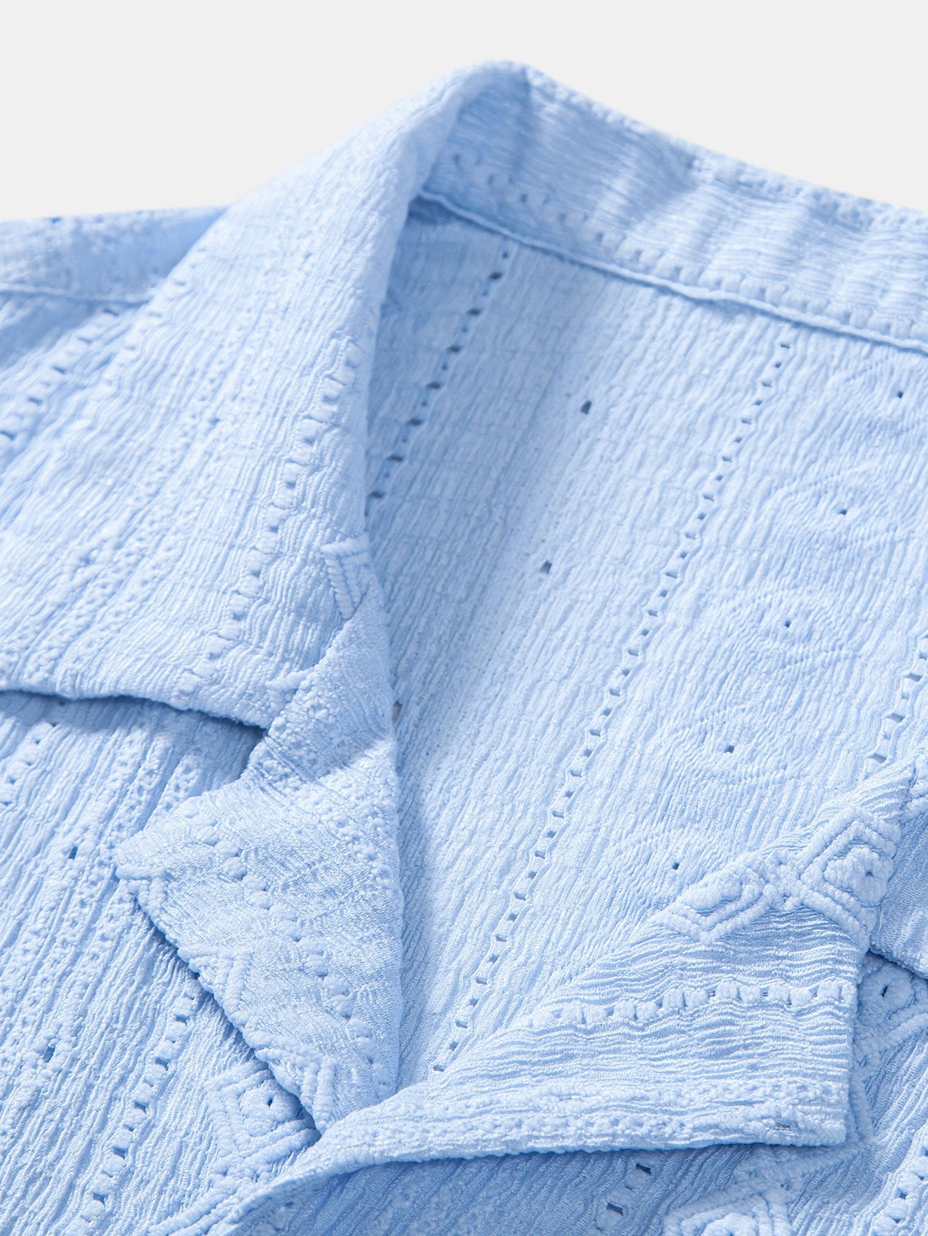 Set – kubánská jacquard košile a rovné lněné kalhoty