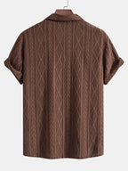 Set – kubánská jacquard košile a zkrácené lněné kalhoty