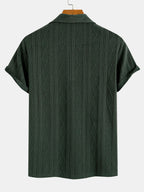 Set – geometrický jacquard polo a rovné kalhoty