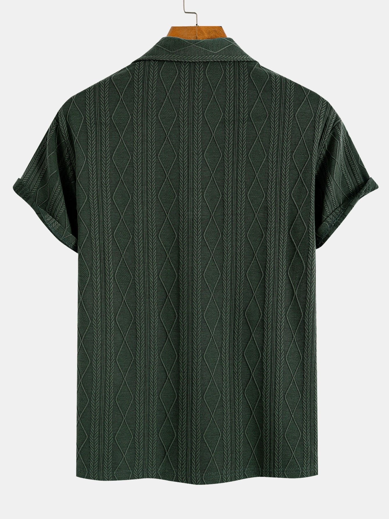Set – geometrický jacquard polo a rovné kalhoty