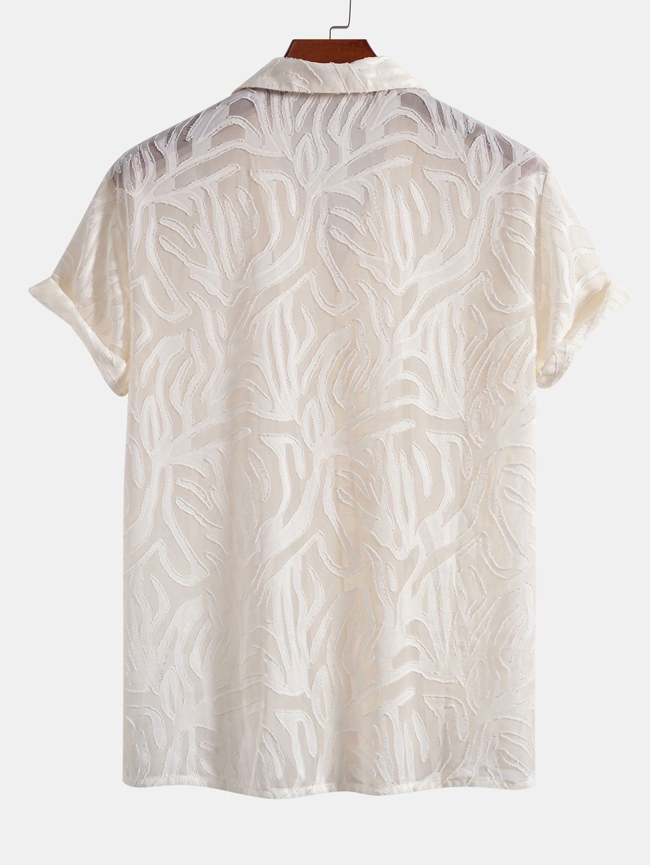 Set – kubánská jacquard košile a rovné lněné kalhoty