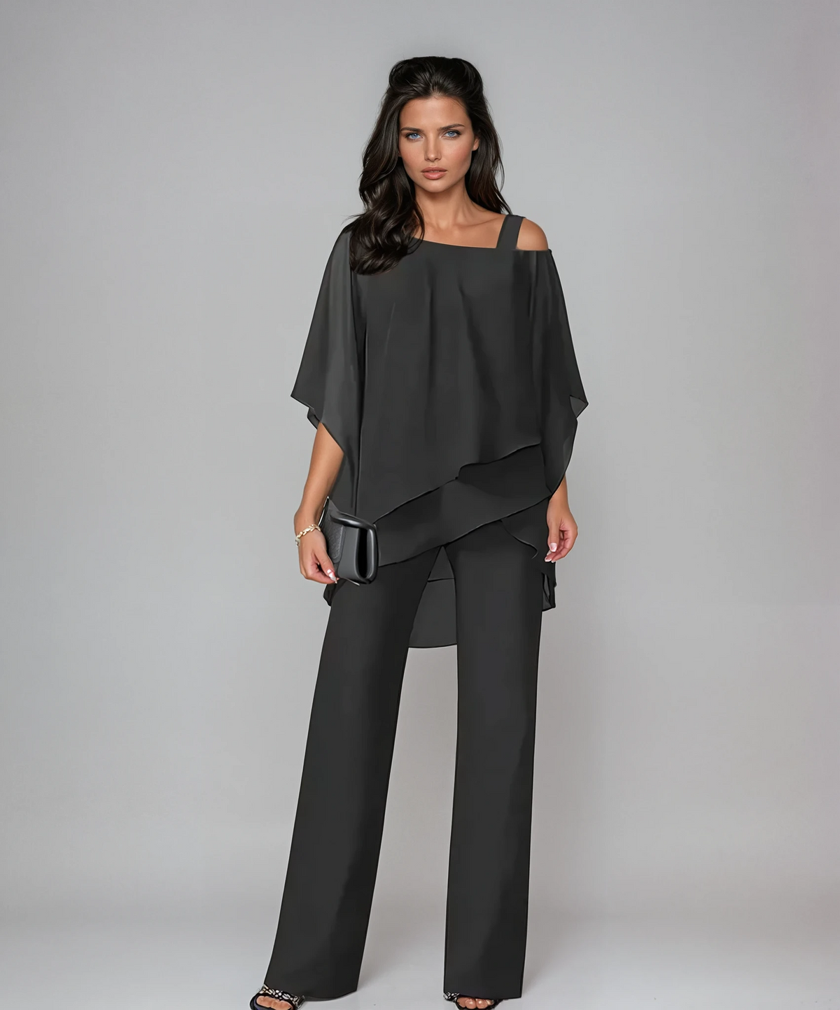 Mirella™ - Conjunto de Dos Piezas en Capas | Negro