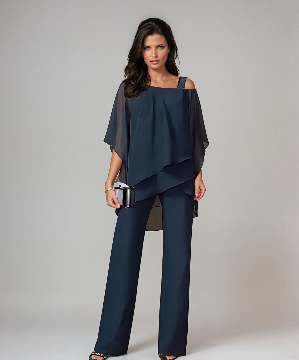Mirella™ - Conjunto de Dos Piezas en Capas | Azul marino