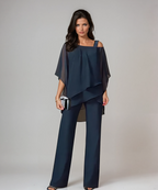 Mirella™ - Conjunto de Dos Piezas en Capas | Azul marino