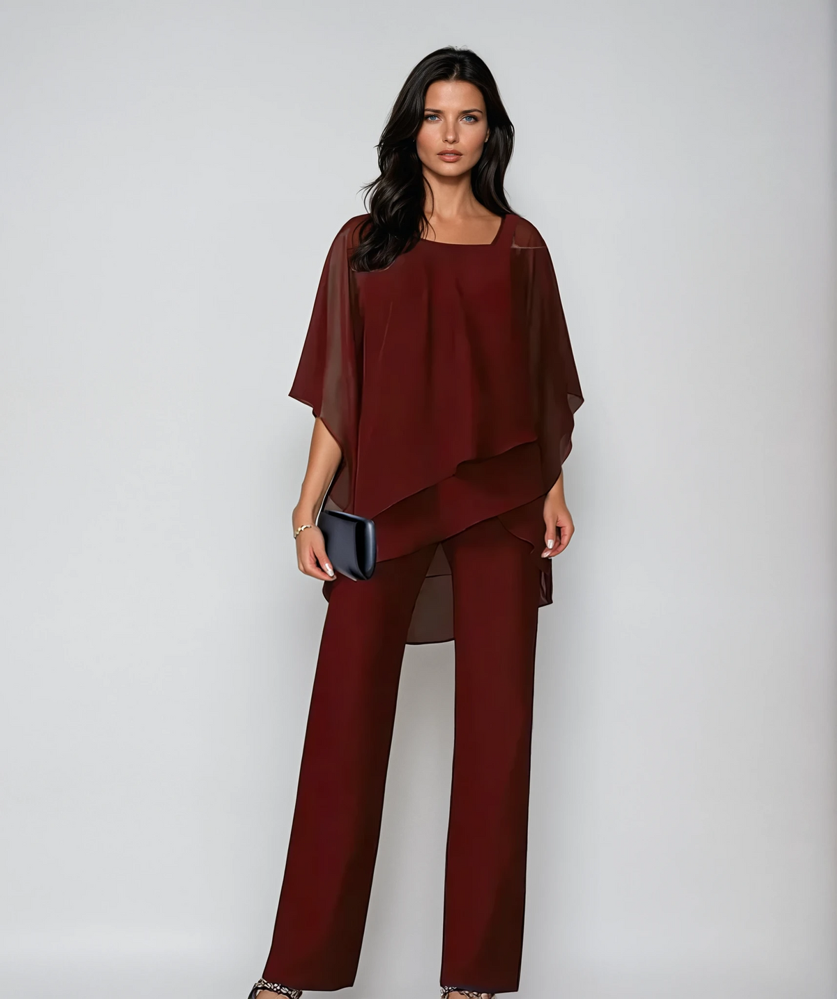 Mirella™ - Conjunto de Dos Piezas en Capas | Rojo