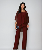 Mirella™ - Conjunto de Dos Piezas en Capas | Rojo