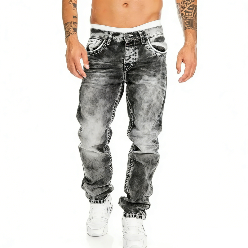Pánské rovné džíny hip hop ze silného denimu