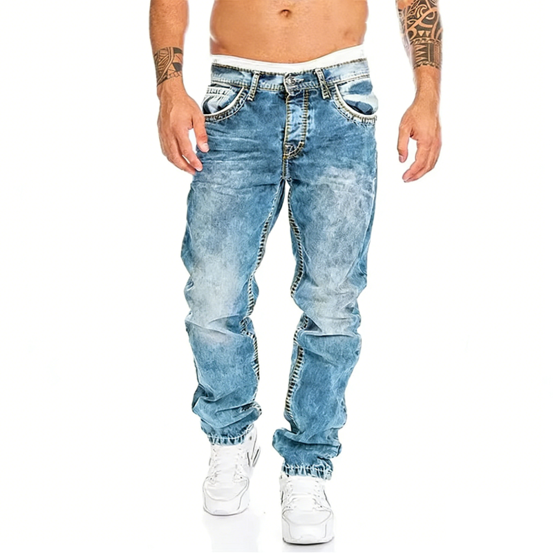 Pánské rovné džíny hip hop ze silného denimu