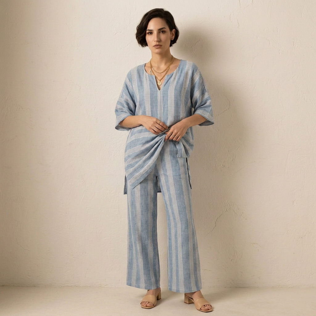 Dámský boho pruhovaný set – oversize střih