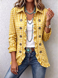 Consuelo | Chamarra a Cuadros Vichy con Volante - Color Amarillo