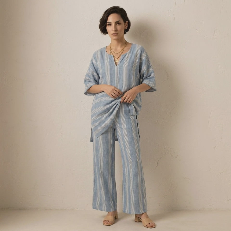 Dámský boho pruhovaný set – oversize střih