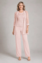 Mariela conjunto de chifón Rosa pastel