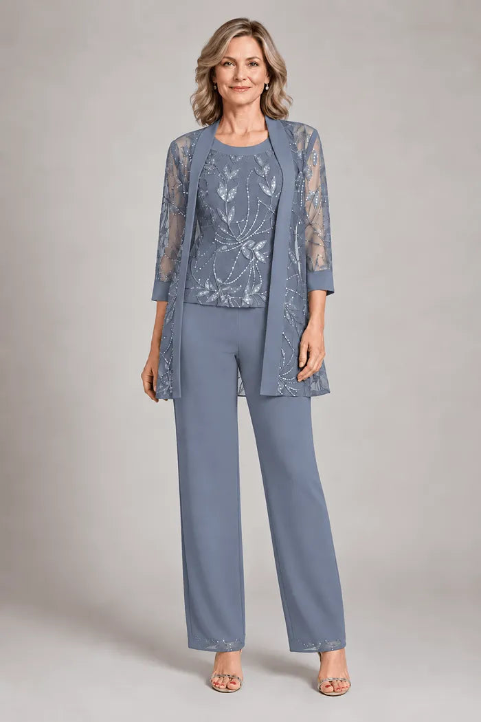 Matilde conjunto de chifón Azul empolvado