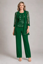 Mireya conjunto de chifón Verde esmeralda