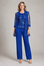 Maribel conjunto de chifón Azul rey