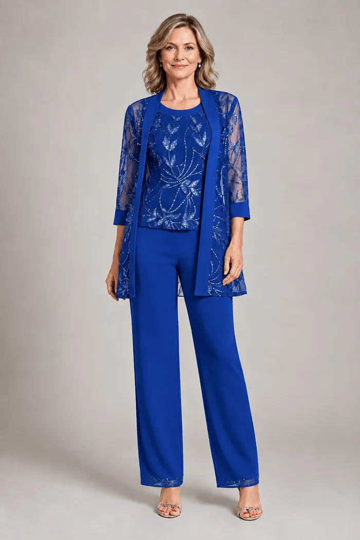 Maribel conjunto de chifón Azul rey