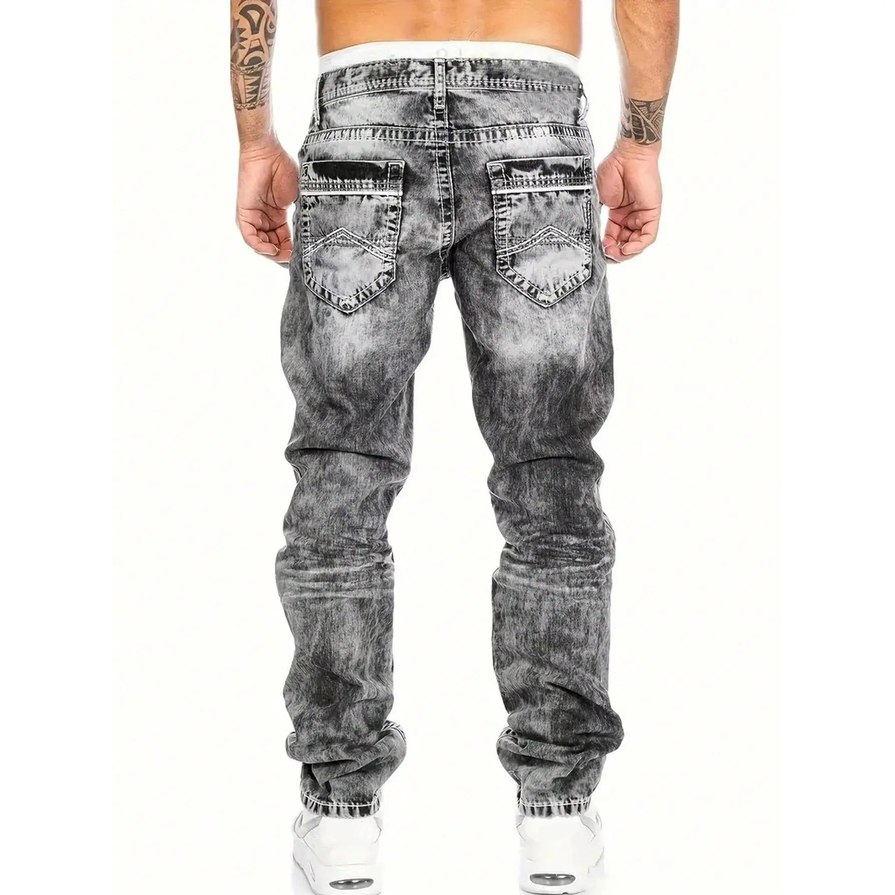 Pánské rovné džíny hip hop ze silného denimu
