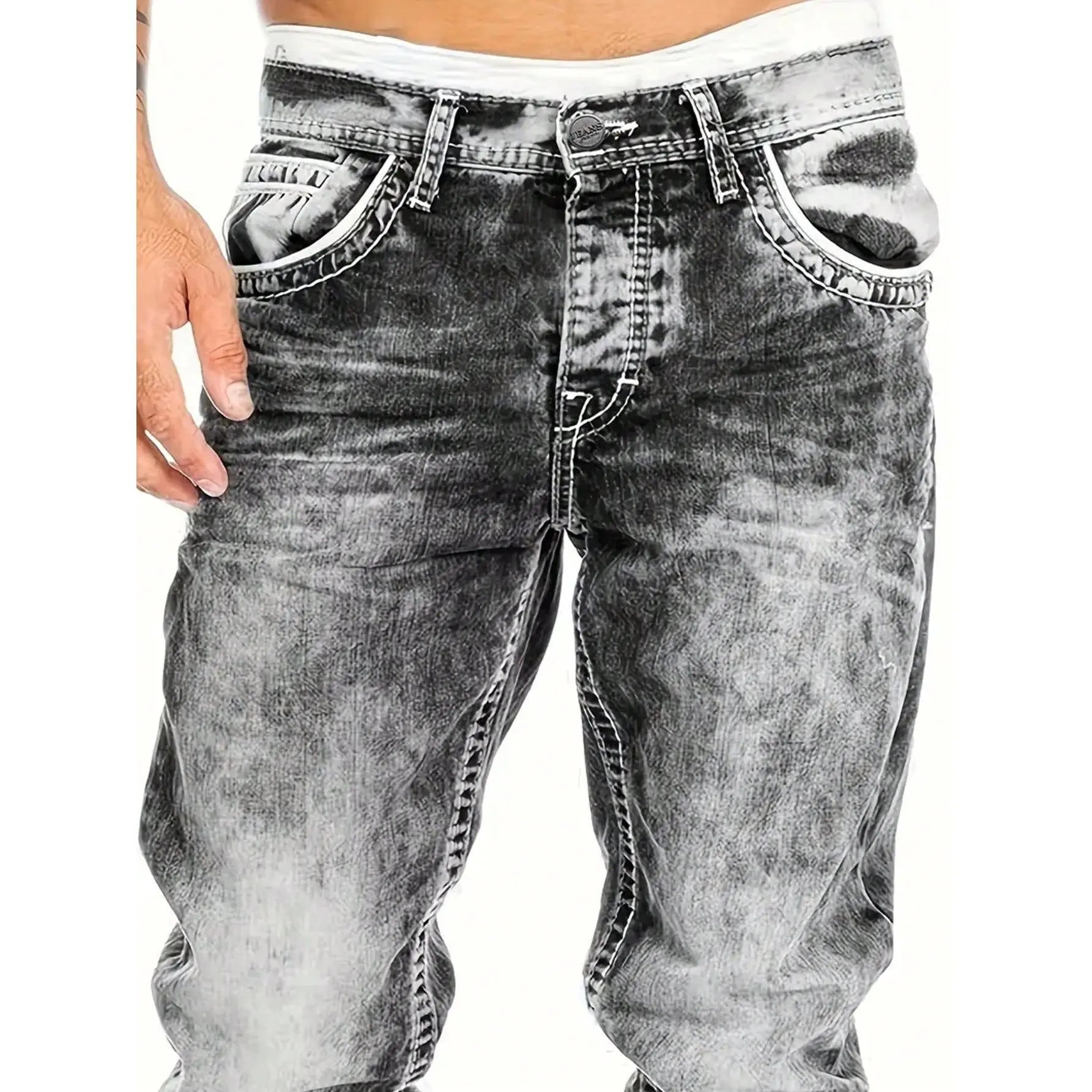 Pánské rovné džíny hip hop ze silného denimu