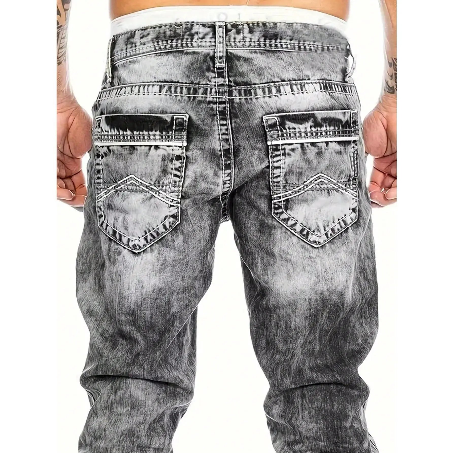 Pánské rovné džíny hip hop ze silného denimu
