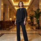 Valentina | Conjunto Elegante con Blusa Asimétrica y Pantalón de Pierna Ancha