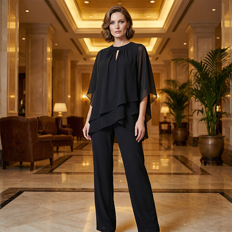 Valentina | Conjunto Elegante con Blusa Asimétrica y Pantalón de Pierna Ancha
