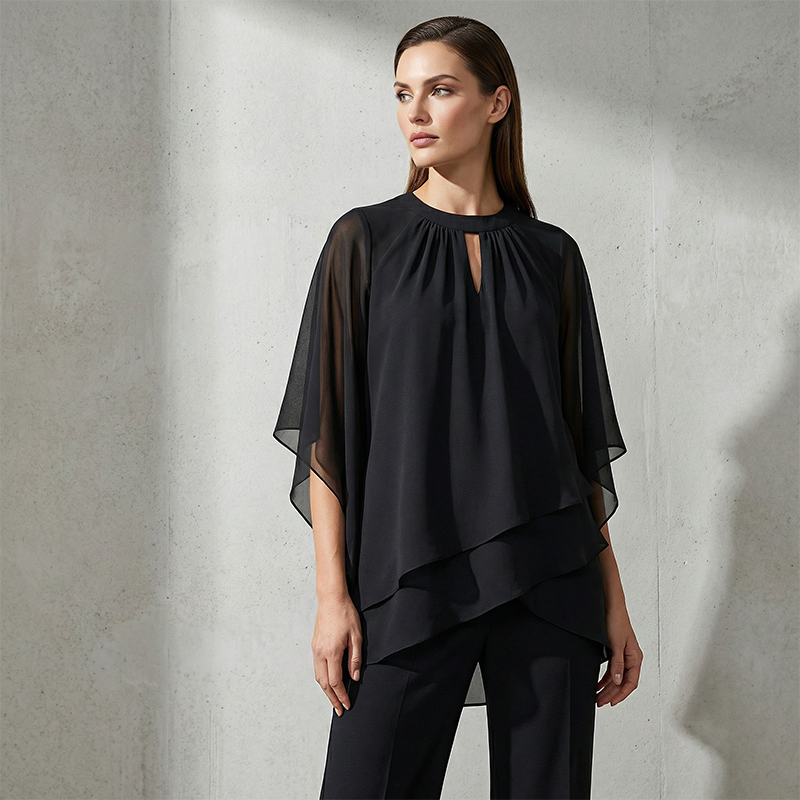 Valentina | Conjunto Elegante con Blusa Asimétrica y Pantalón de Pierna Ancha