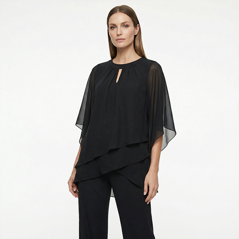 Valentina | Conjunto Elegante con Blusa Asimétrica y Pantalón de Pierna Ancha