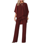 Valentina | Conjunto Elegante con Blusa Asimétrica y Pantalón de Pierna Ancha