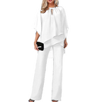 Valentina | Conjunto Elegante con Blusa Asimétrica y Pantalón de Pierna Ancha