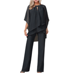 Valentina | Conjunto Elegante con Blusa Asimétrica y Pantalón de Pierna Ancha