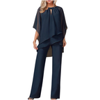 Valentina | Conjunto Elegante con Blusa Asimétrica y Pantalón de Pierna Ancha